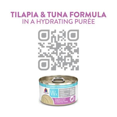 Show full view: Weruva Wx Phos Focused Tilapia & Tuna Formula Grain-Free Puree Wet Cat Food, 3-oz can, case of 12 slide 5 of 13