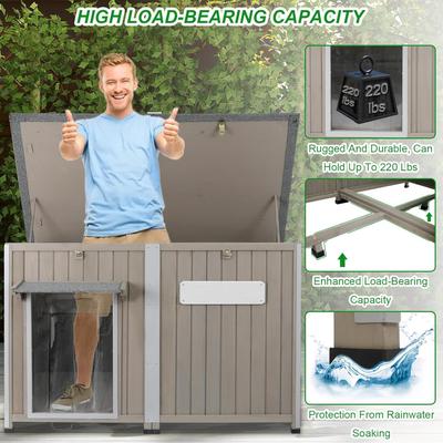 Show full view: Petscosset Weatherproof Wooden Outdoor Dog House with Asphalt Roof, Grey, 55.1 x 33.1 x 34.8-in slide 5 of 9