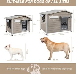 Petscosset Wooden Dog House with Raised Feet, Grey, 30.1 x 20.9 x 24-in slide 2 of 7