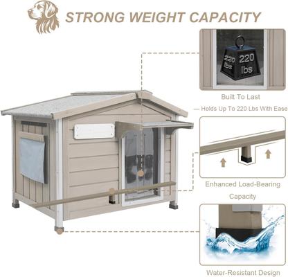 Show full view: Petscosset Wooden Dog House with Raised Feet, Grey, 30.1 x 20.9 x 24-in slide 5 of 9