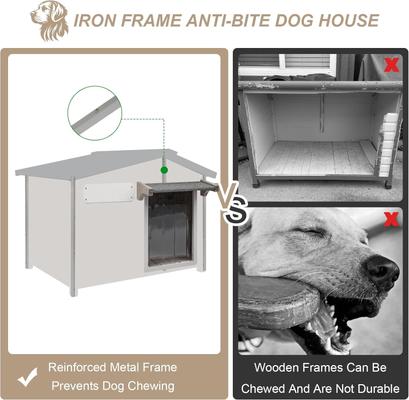 Show full view: Petscosset Wooden Dog House with Raised Feet, Grey, 30.1 x 20.9 x 24-in slide 3 of 9