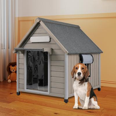 Show full view: Petscosset Wooden Indoor & Outdoor Dog House with Window, Grey, 30.5 x 37.4 x 39.3-in slide 10 of 11
