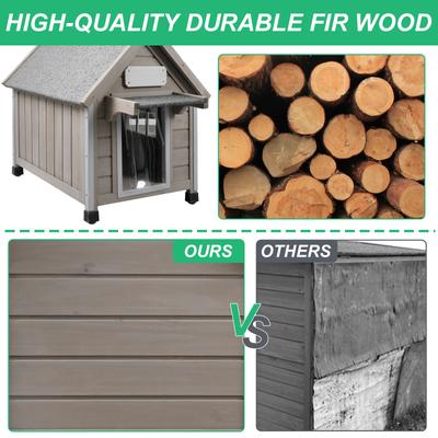 Show full view: Petscosset Wooden Indoor & Outdoor Dog House with Window, Grey, 18.1 x 25.2 x 24-in slide 6 of 8