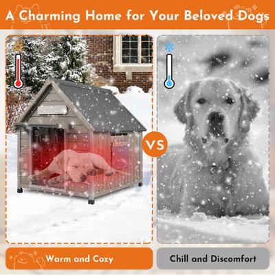 Show full view: Petscosset Wooden Indoor & Outdoor Dog House with Window, Grey, 30.5 x 37.4 x 39.3-in slide 9 of 11