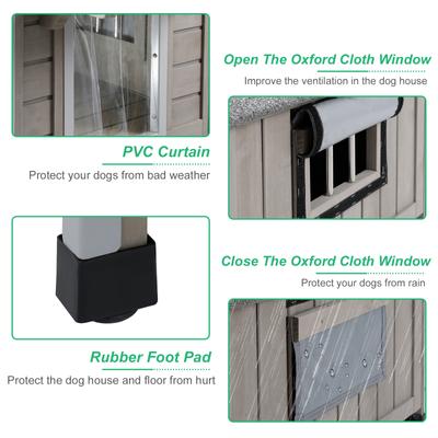 Show full view: Petscosset Wooden Indoor & Outdoor Dog House with Window, Grey, 18.1 x 25.2 x 24-in slide 4 of 8