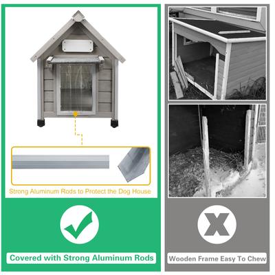 Show full view: Petscosset Wooden Indoor & Outdoor Dog House with Window, Grey, 18.1 x 25.2 x 24-in slide 5 of 8