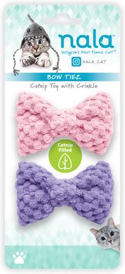 Show full view: Nala Crinkle Bowties Plush Cat Toy with Catnip, Pink/Purple, 2 count slide 3 of 4
