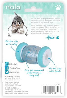 Show full view: Nala Wheelie Drum Treat Dispensing Cat Toy with Catnip, Blue slide 9 of 9