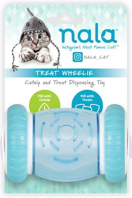 Show full view: Nala Wheelie Drum Treat Dispensing Cat Toy with Catnip, Blue slide 8 of 9