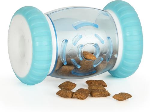Show full view: Nala Wheelie Drum Treat Dispensing Cat Toy with Catnip, Blue slide 4 of 9