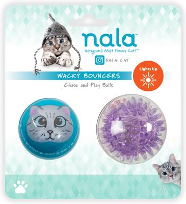 Show full view: Nala Wacky Bouncer LED Ball Cat Toy, Purple/Blue, 2 count slide 5 of 6