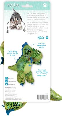 Show full view: Nala Dino Plush Cat Toy with Catnip, Green slide 6 of 6