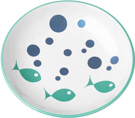 Show full view: PetRageous Designs Bubble Fish Ceramic Cat Saucer, White/Turquoise Shimmer, 2.5-oz slide 2 of 4
