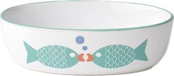 PetRageous Designs Bubble Fish Oval-Shaped Ceramic Cat Bowl, White/Turquoise Shimmer, 2-cup slide 2 of 4