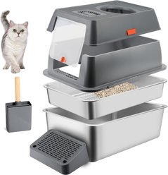 Bartuke Stainless Steel Cat Litter Box with Sifting Pan, XX-Large: 23.6 x 15.7 x 17.7-in slide 1 of 9