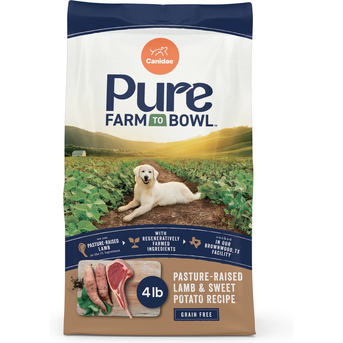 CANIDAE Pure Farm To Bowl Pasture-Raised Lamb & Sweet Potato Recipe Dry Dog Food, 4-lb bag