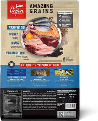 Show full view: ORIJEN Amazing Grains Original High-Protein Dry Dog Food, 4-lb bag slide 3 of 12
