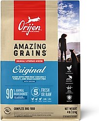 ORIJEN Amazing Grains Original High-Protein Dry Dog Food, 4-lb bag