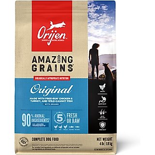 ORIJEN Amazing Grains Original High-Protein Dry Dog Food, 4-lb bag slide 1 of 9