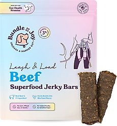 Bundle x Joy Leash & Load Beef Grain-Free Superfood Bars Jerky Dog Treats, 16-oz bag