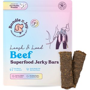 Bundle x Joy Leash & Load Beef Grain-Free Superfood Bars Jerky Dog Treats, 16-oz bag