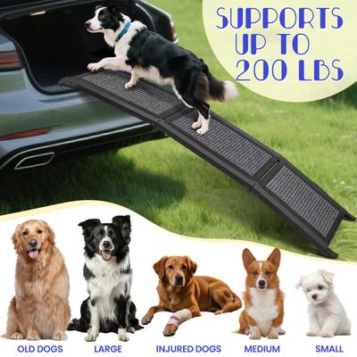 Show full view: Niubya Folding Dog Non-Slip Rug Surface Car Ramp, Black, 60 x 17.1-in slide 5 of 9