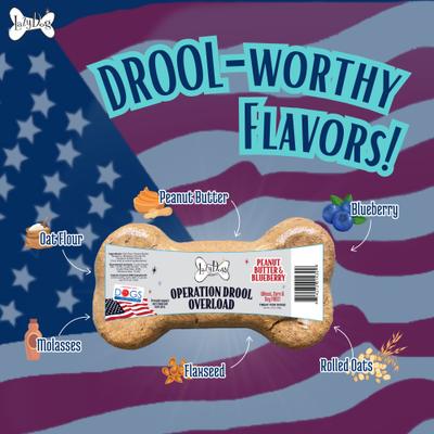 Show full view: The Lazy Dog Cookie Co. Buy A Bone Operation Drool Overload Grain-Free Peanut Butter & Blueberry Adult Crunchy Baked Dog Treats, 2.75-oz slide 4 of 5