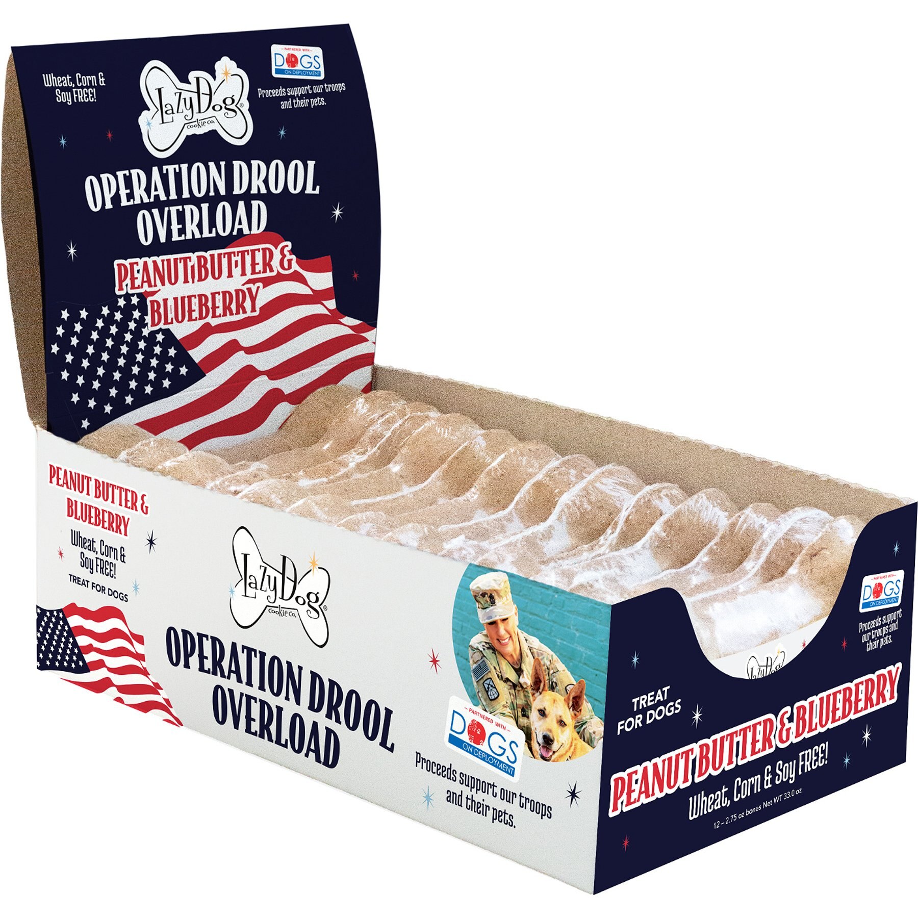 The Lazy Dog Cookie Co. Buy A Bone Operation Drool Overload Grain-Free Peanut Butter & Blueberry Adult Crunchy Baked Dog Treats, 2.75-oz