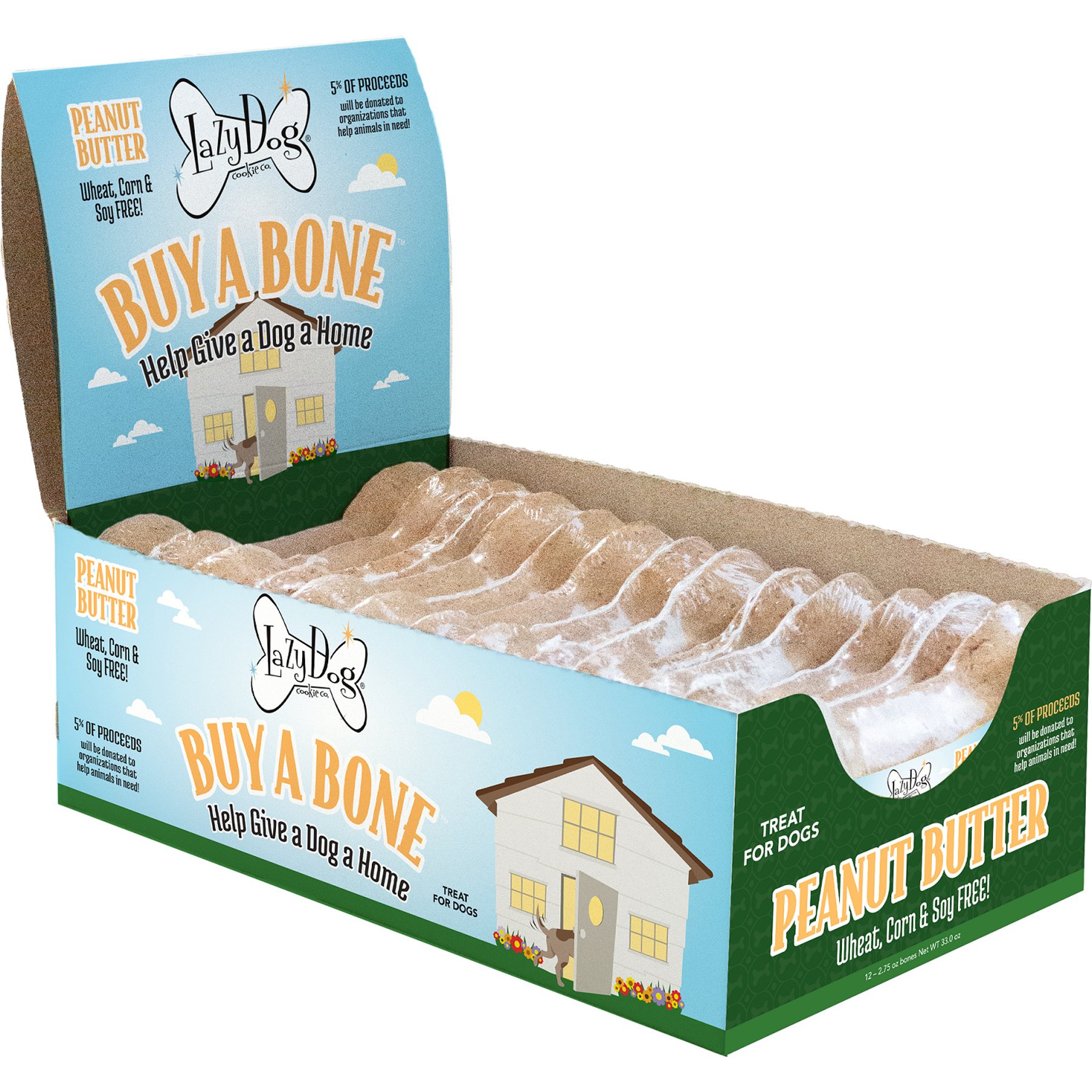 The Lazy Dog Cookie Co. Buy A Bone Help Give A Dog A Home Grain-Free Peanut Butter Adult Crunchy Baked Dog Treats, 2.75-oz