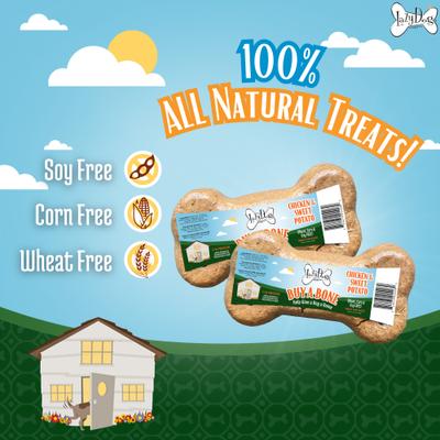 Show full view: The Lazy Dog Cookie Co. Buy A Bone Help Give A Dog A Home Grain-Free Chicken & Sweet Potato Adult Crunchy Baked Dog Treats, 2.75-oz slide 3 of 5