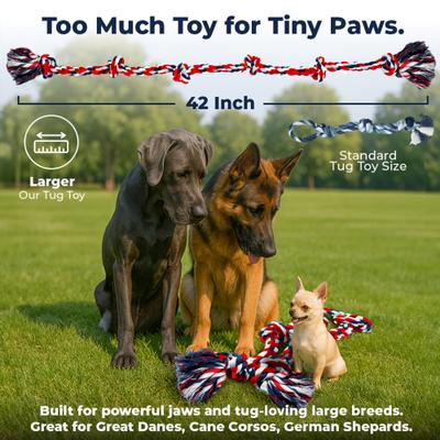 Show full view: Pacific Pups Rescue Knotted Tough Rope Tug Dog Toy, XX-Large, 2 count, Red slide 6 of 9