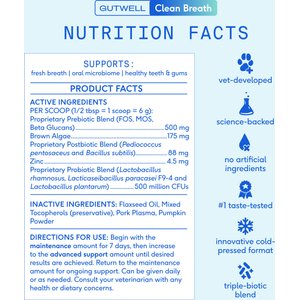 Native Pet GutWell Clean Breath Dental Health & Plaque Control Supplement for Dogs, 12.7-oz