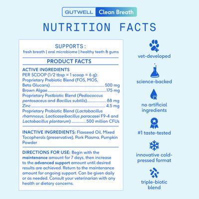 Show full view: Native Pet GutWell Clean Breath Dental Health & Plaque Control Supplement for Dogs, 12.7-oz bag slide 9 of 11