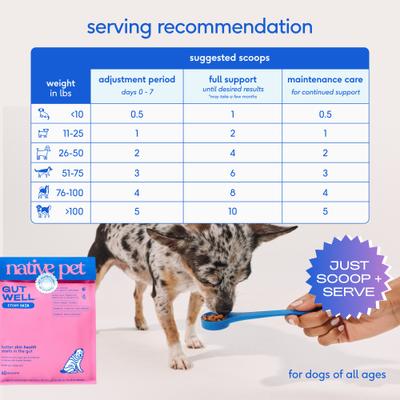 Show full view: Native Pet GutWell Itchy Skin Relief Supplement for Dogs with Probiotics, 12.7-oz bag slide 7 of 11