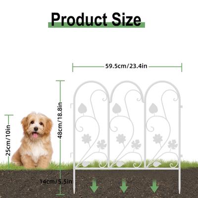 Show full view: BingoPaw 5 Panel Decorative Metal Garden Dog Fence, White slide 2 of 10