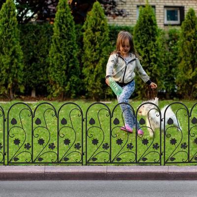 Show full view: BingoPaw 5 Panel Decorative Metal Garden Dog Fence, Black slide 5 of 10