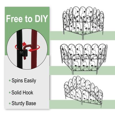 Show full view: BingoPaw 5 Panel Decorative Metal Garden Dog Fence, Black slide 3 of 10