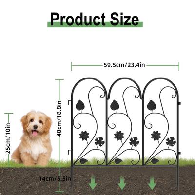 Show full view: BingoPaw 5 Panel Decorative Metal Garden Dog Fence, Black slide 2 of 10