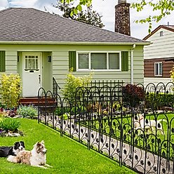 BingoPaw 5 Panel Decorative Metal Garden Dog Fence, Black