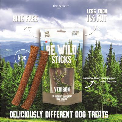 Show full view: Be Wild Exotic Venison Dog Sticks, 3.5-oz bag slide 3 of 9