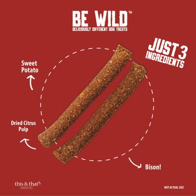 Show full view: Be Wild Exotic Bison Dog Sticks, 3.5-oz bag slide 5 of 9