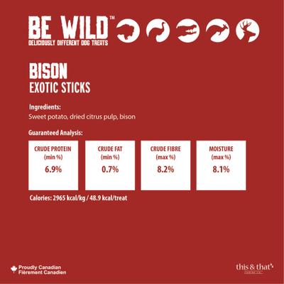 Show full view: Be Wild Exotic Bison Dog Sticks, 3.5-oz bag slide 4 of 9
