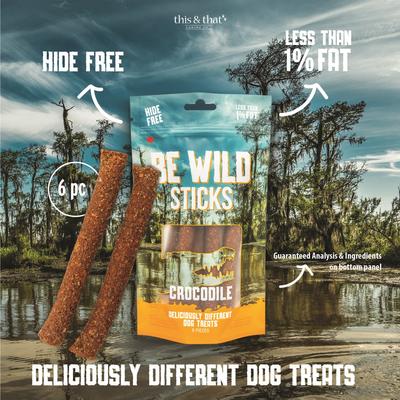 Show full view: Be Wild Exotic Crocodile Dog Sticks, 3.5-oz bag slide 3 of 9