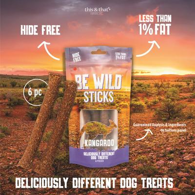 Show full view: Be Wild Exotic Kangaroo Dog Sticks, 3.5-oz bag slide 3 of 10