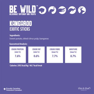 Show full view: Be Wild Exotic Kangaroo Dog Sticks, 3.5-oz bag slide 4 of 10