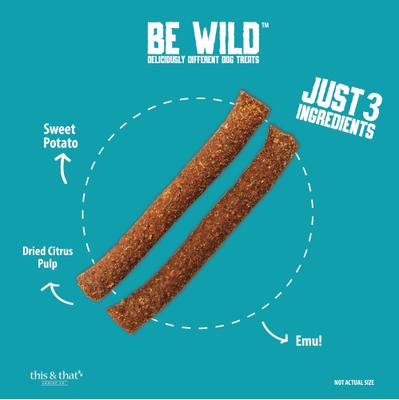 Show full view: Be Wild Exotic Emu Dog Sticks, 3.5-oz bag slide 5 of 9