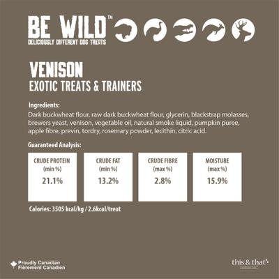Show full view: Be Wild Exotic Treats & Trainers Venison Dog Treats, 5.3-oz bag slide 4 of 9