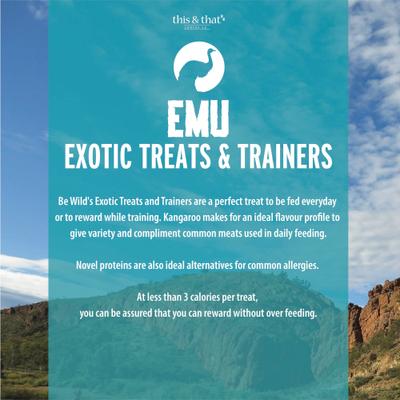 Show full view: Be Wild Exotic Treats & Trainers Emu Dog Treats, 5.3-oz bag slide 6 of 9