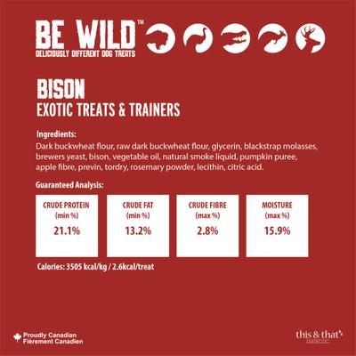 Show full view: Be Wild Exotic Treats & Trainers Bison Dog Treats, 5.3-oz bag slide 4 of 9
