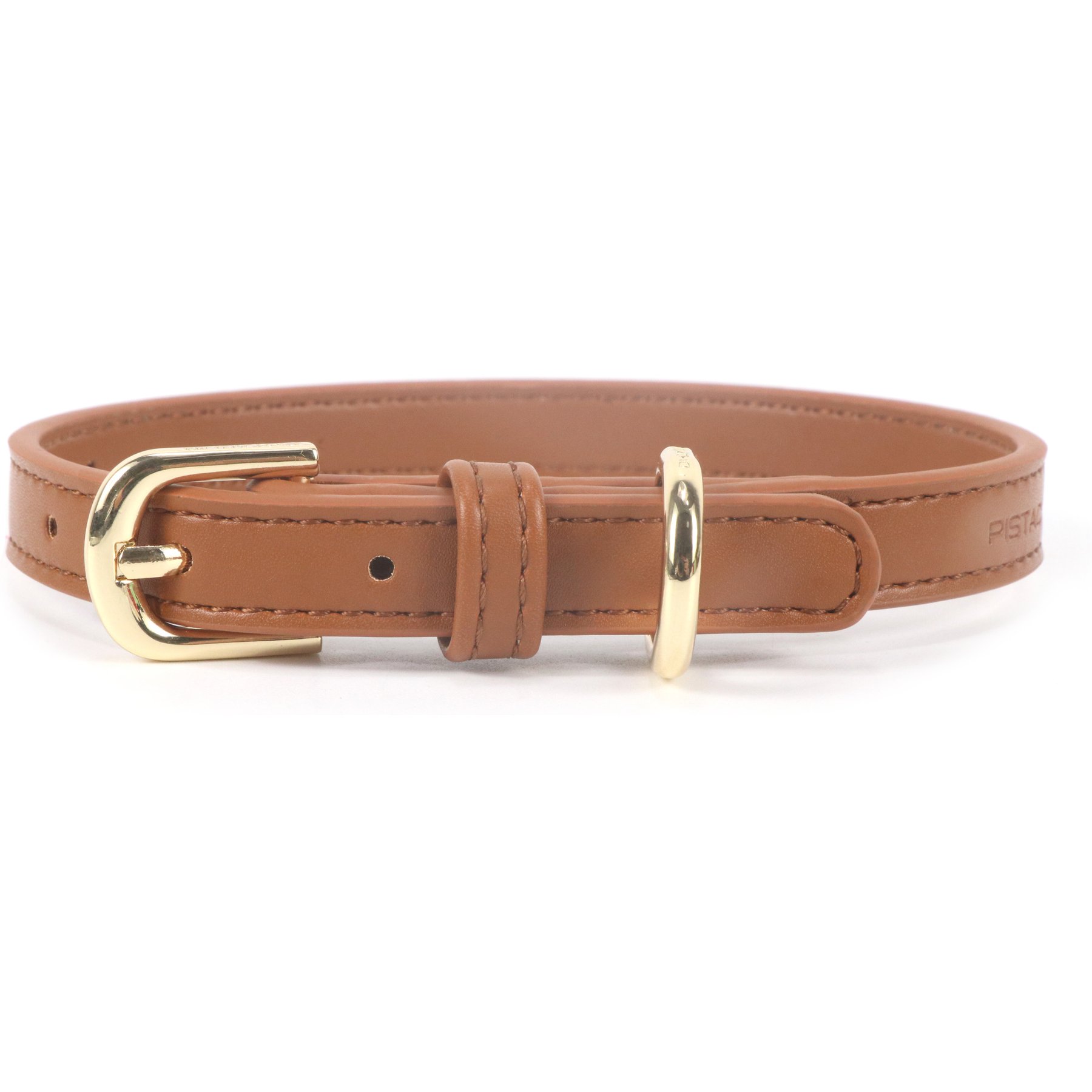 Pistachio Brands Vegan Faux Leather Dog Collar, Cognac, X-Small